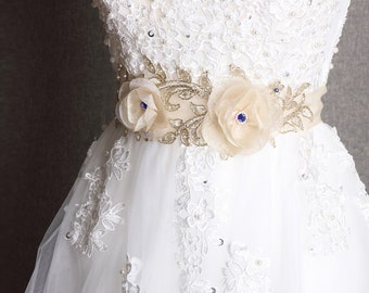 Wedding Dress with Blue Rhinestones